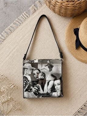 Black & White Audrey Hepburn Photo Collage Shoulder Bag